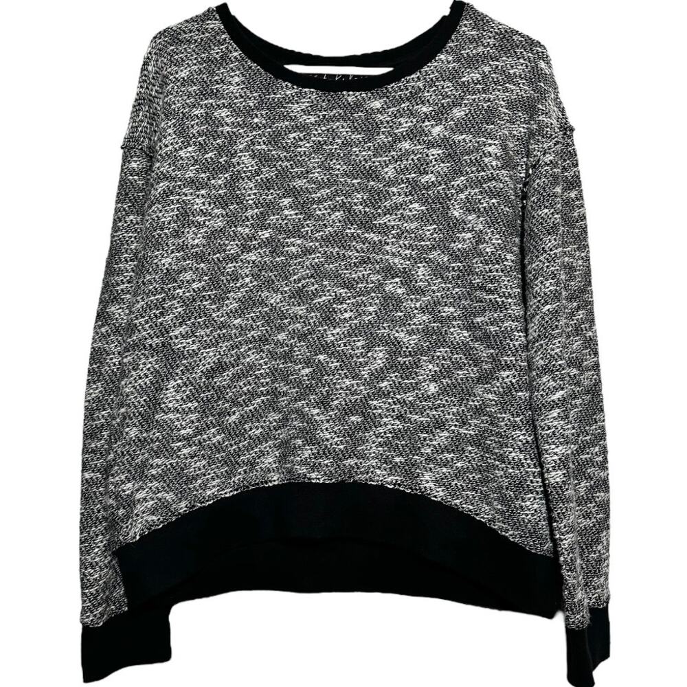 Talula Sweater Knitted Pullover Boat Neck Box Fit Long Sleeve Gray Black Medium
